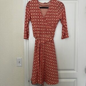 41 Hawthorn Red Geometric Long Sleeve Dress
